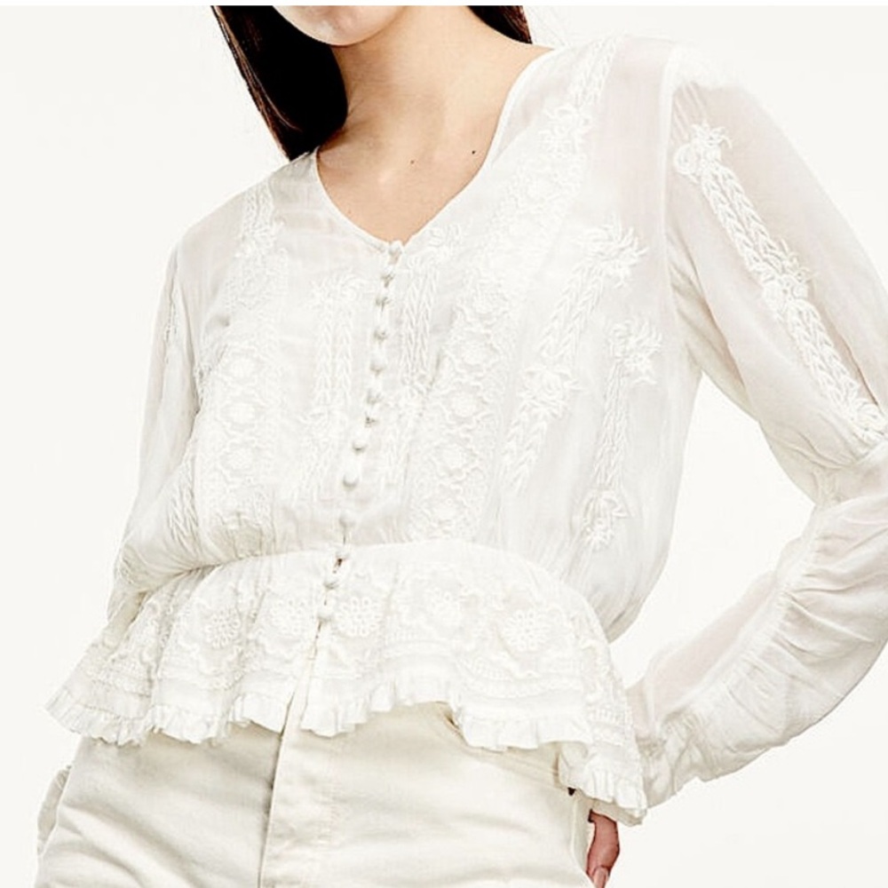 The Kooples  White Embroidered Blouse